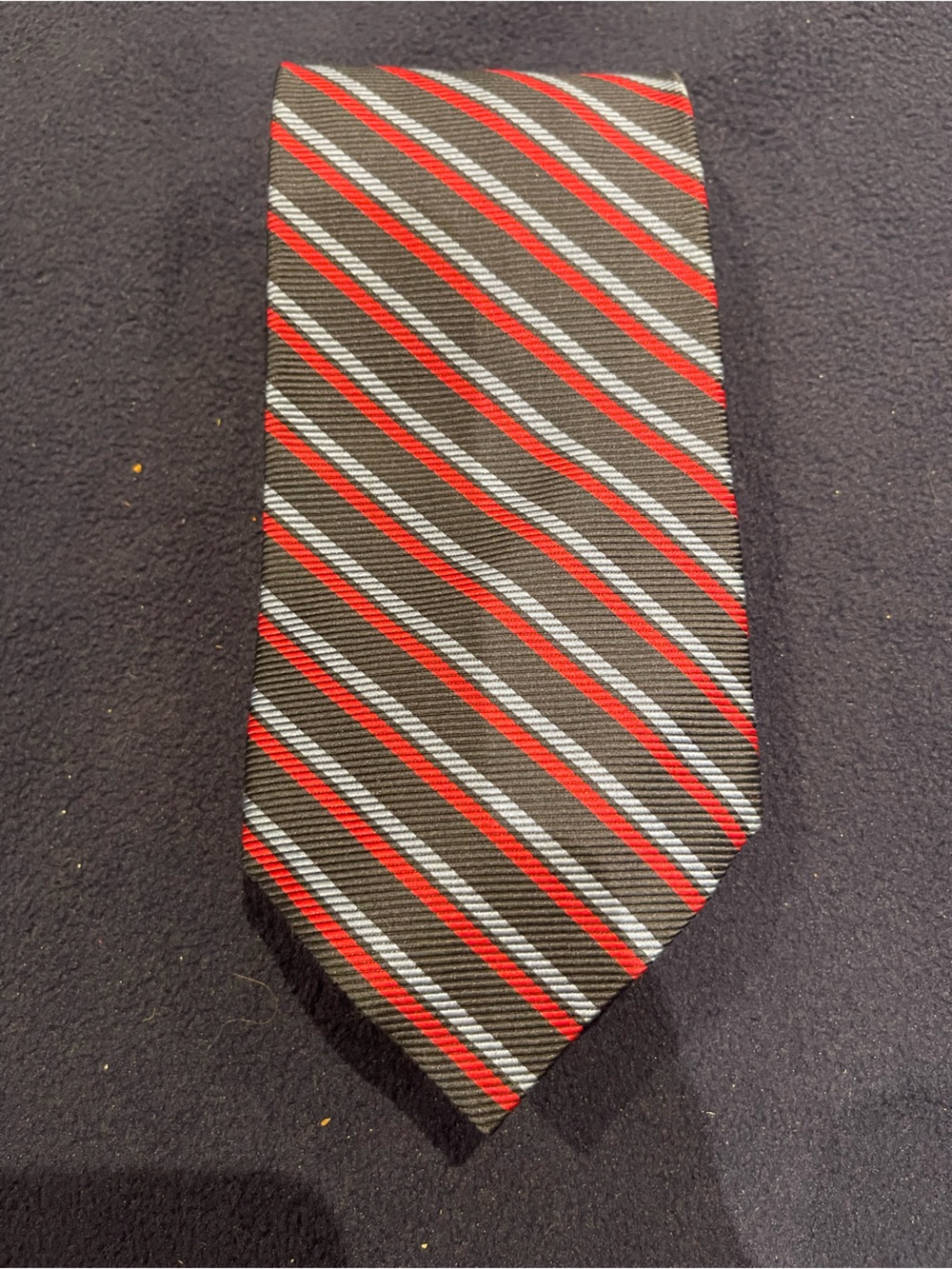 Men's Striped Neck Tie in Black, Red & Gray